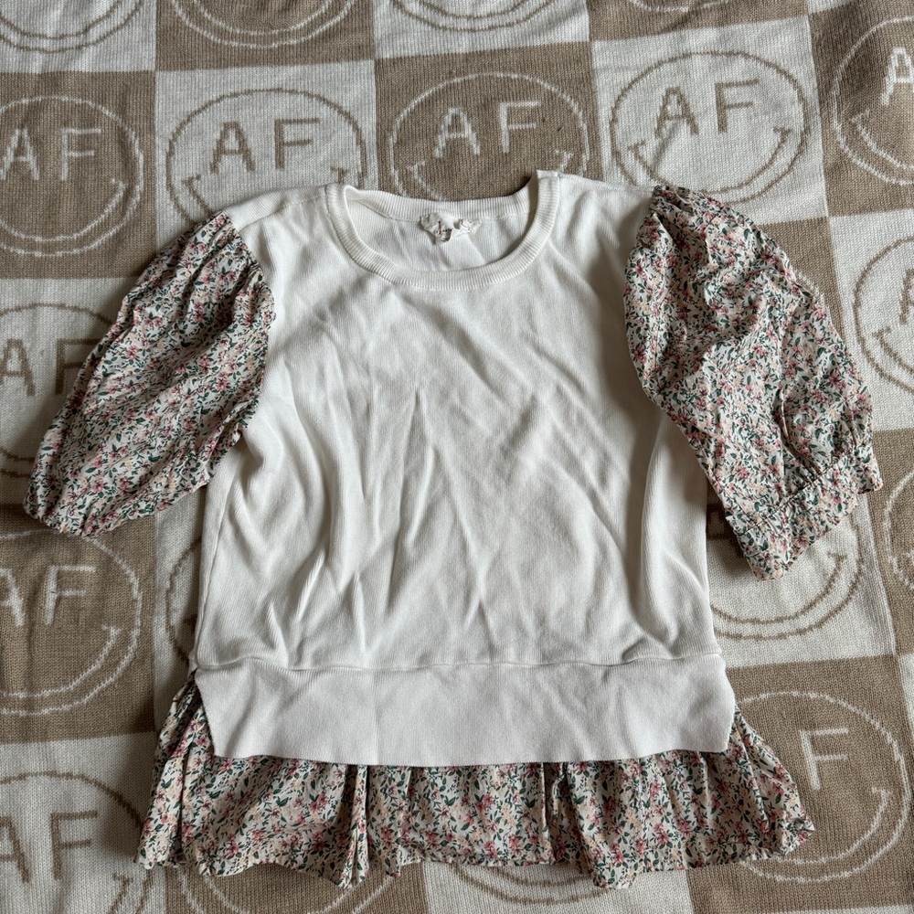 Anthropologie Puff-Sleeve Sweater Top